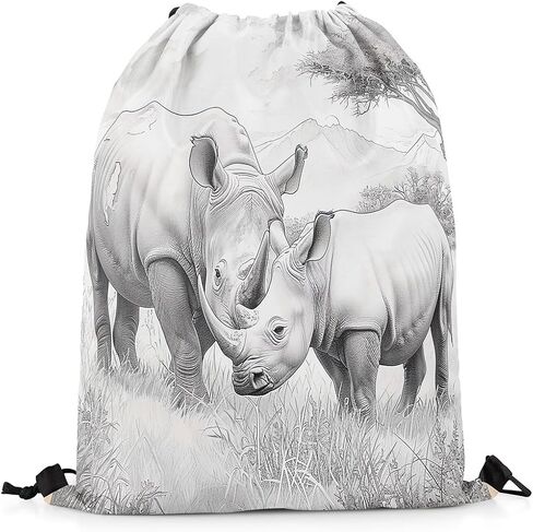 Erosebridal Highland Cattle Drawstring Backpack 13X15.7,Funny 3D Cow Draw String Back Bag,Sea Sunset Beach String Backpack,Jungle Safari Animal Drawstring Bags,Reversible Foldable in Saudi Arabia