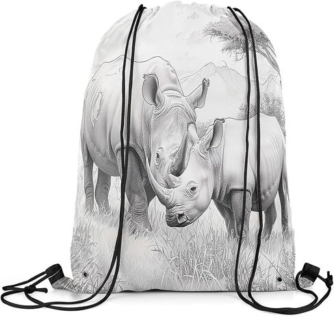Erosebridal Highland Cattle Drawstring Backpack 13X15.7,Funny 3D Cow Draw String Back Bag,Sea Sunset Beach String Backpack,Jungle Safari Animal Drawstring Bags,Reversible Foldable in Saudi Arabia