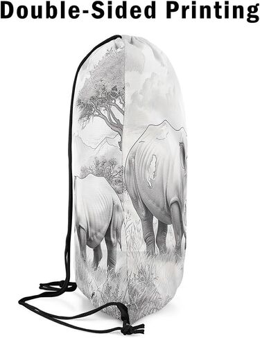 Erosebridal Highland Cattle Drawstring Backpack 13X15.7,Funny 3D Cow Draw String Back Bag,Sea Sunset Beach String Backpack,Jungle Safari Animal Drawstring Bags,Reversible Foldable in Saudi Arabia