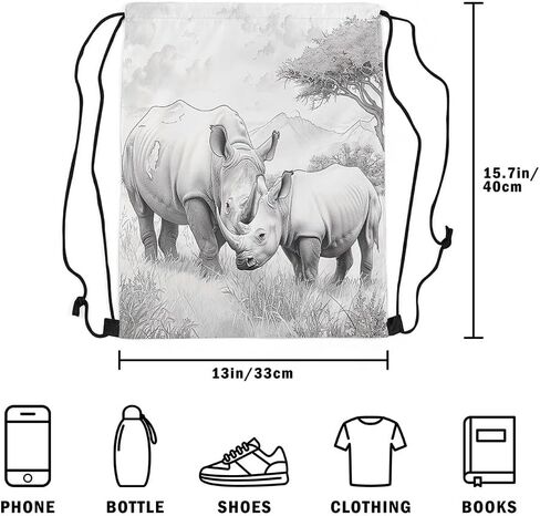 Erosebridal Highland Cattle Drawstring Backpack 13X15.7,Funny 3D Cow Draw String Back Bag,Sea Sunset Beach String Backpack,Jungle Safari Animal Drawstring Bags,Reversible Foldable in Saudi Arabia
