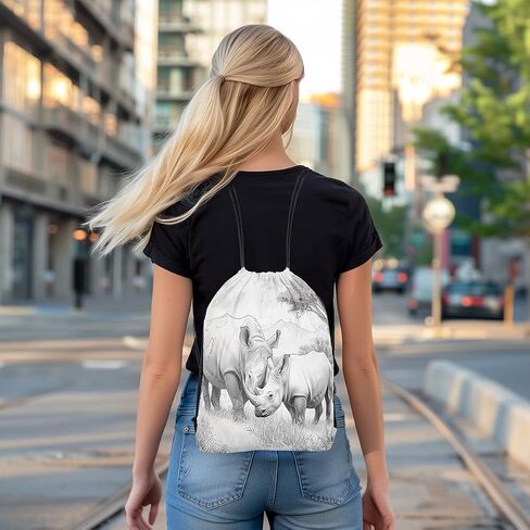 Erosebridal Highland Cattle Drawstring Backpack 13X15.7,Funny 3D Cow Draw String Back Bag,Sea Sunset Beach String Backpack,Jungle Safari Animal Drawstring Bags,Reversible Foldable in Saudi Arabia