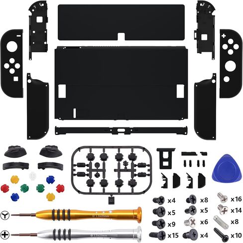 eXtremeRate DIY Full Set Shell Buttons for Nintendo Switch OLED, Soft Touch Replacement Console Back Plate & Kickstand, Custom Case Housing for Nintendo Switch OLED JoyCon Controller - Vampire Red in Kuwait