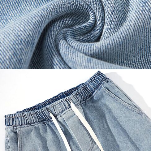 Casual Hip Hop Baggy Jeans, Light Blue Denim, Wide Leg Skater Style, Relaxed Fit, Streetwear Pants for Men in Saudi Arabia