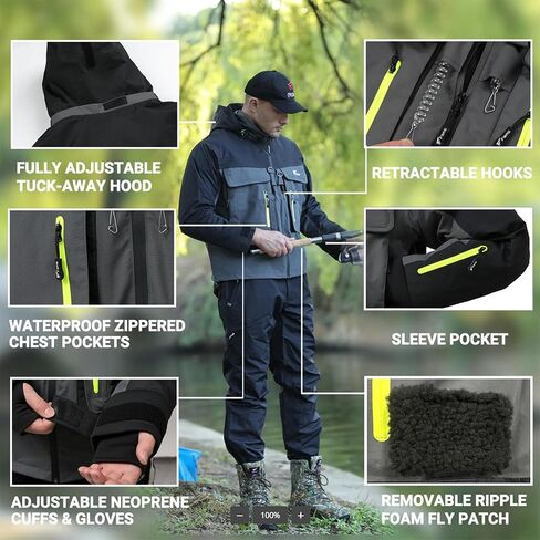 8 Fans Fishing Wading Jackets Breathable Waterproof Fishing Rain Jackets for Men&Women in Kuwait