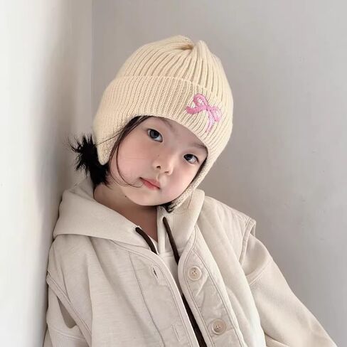 Bowknot Knitted Earmuffs Hat Thick Warm Windproof Pullover Hat Suitable for Winter in Saudi Arabia