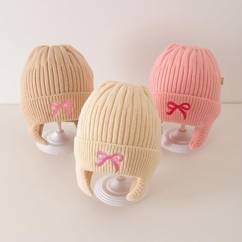Bowknot Knitted Earmuffs Hat Thick Warm Windproof Pullover Hat Suitable for Winter in Saudi Arabia