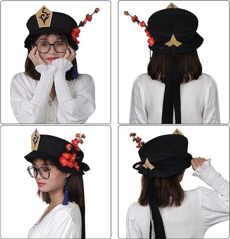 Liyu KaKa life (هو تاو قبعة تأثيري ثلاثية الأبعاد زهرة شرابة Bowknot قبعة سوداء هدية الكريسماس الفتيات النساء زي in Saudi Arabia