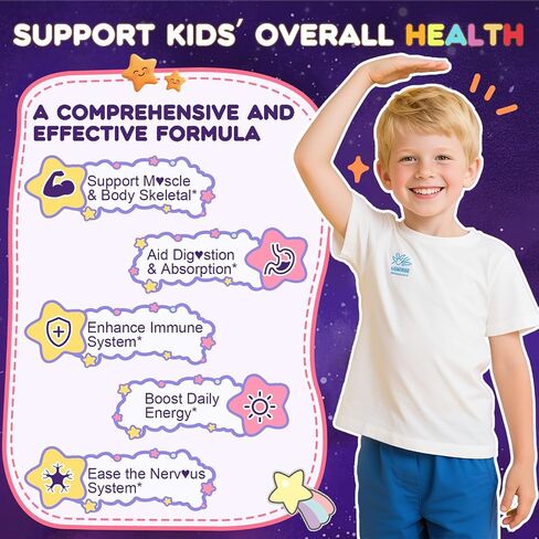 Magnesium Gummies Supplement for Kids 4+: Organic Chewable Supplement with Citrate Magnesium VitaminB6 D3 Zinc L-Theanine - Extra Strength Zzz Aid Overall Health Support for Kids(120Count) in Saudi Arabia