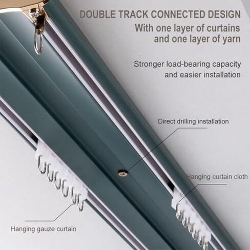 Heavy Duty Adjustable Aluminum Curtain Track Kit - 1-5m Ceiling Rail for Living Room, Bathroom & Bedroom - Ideal Partition Solution for Home Décor & Window Treatments in Saudi Arabia