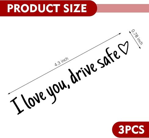 3 × ملصقات مرآة السيارة الآمنة I Love You Drive، ملصق من الفينيل لنافذة السيارة، ملصقات لطيفة للنساء، ملصق للنافذة والمرآة والكوب وزجاجة الماء (أسود) in Saudi Arabia