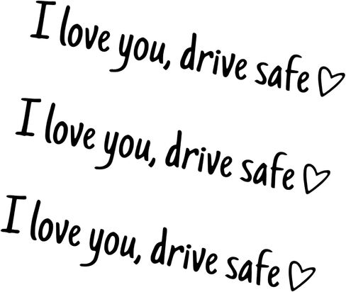 3 × ملصقات مرآة السيارة الآمنة I Love You Drive، ملصق من الفينيل لنافذة السيارة، ملصقات لطيفة للنساء، ملصق للنافذة والمرآة والكوب وزجاجة الماء (أسود) in Saudi Arabia