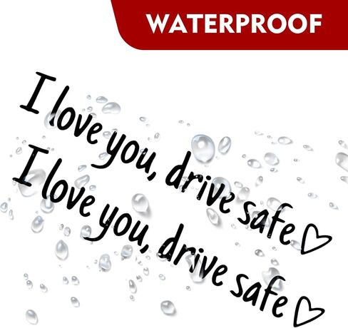 3 × ملصقات مرآة السيارة الآمنة I Love You Drive، ملصق من الفينيل لنافذة السيارة، ملصقات لطيفة للنساء، ملصق للنافذة والمرآة والكوب وزجاجة الماء (أسود) in Saudi Arabia