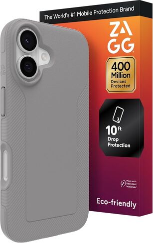 ZAGG Luxe Snap Case for iPhone 16 Pro - MagSafe Wireless Charging, 10ft Drop Protection, Eco-Friendly, Graphene Reinforced, Ripple Design, Black in Saudi Arabia