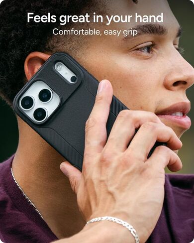 ZAGG Luxe Snap Case for iPhone 16 Pro - MagSafe Wireless Charging, 10ft Drop Protection, Eco-Friendly, Graphene Reinforced, Ripple Design, Black in Saudi Arabia