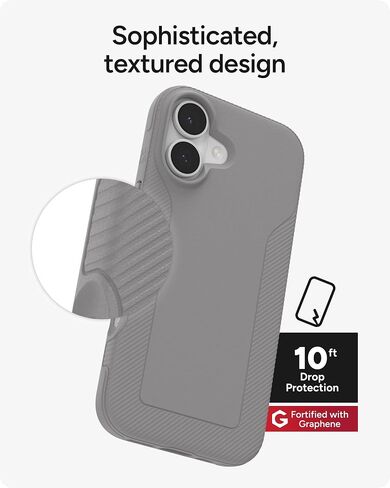 ZAGG Luxe Snap Case for iPhone 16 Pro - MagSafe Wireless Charging, 10ft Drop Protection, Eco-Friendly, Graphene Reinforced, Ripple Design, Black in Saudi Arabia