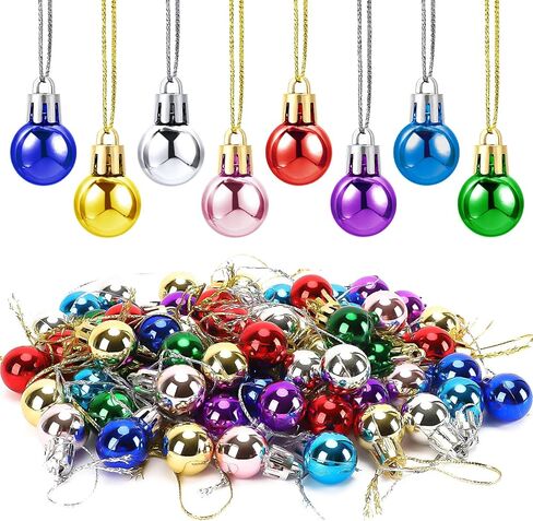 Jansun 60PCS Christmas Mini Balls Ornaments Miniature Xmas Tree Hanging Decorations Small Vintage Glitter Balls for Holiday Party Outdoor Indoor DIY Craft Decor Supplies in Kuwait