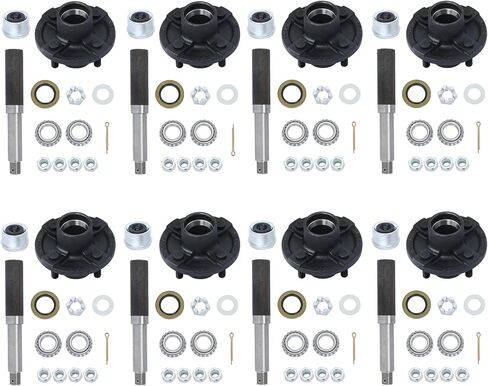 8 Sets 4 on 4 Trailer Hub Kit and 1 Round BT8 Spindle, with Trailer Bearing Kit (7 Pieces/Set) in Saudi Arabia