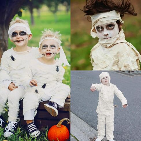 2 Rolls Halloween Mummy Bandage Wrap Zombie Self Adhesive White Stretch Gauze Bandage Roll Party Photography Props in Saudi Arabia