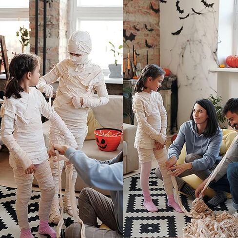 2 Rolls Halloween Mummy Bandage Wrap Zombie Self Adhesive White Stretch Gauze Bandage Roll Party Photography Props in Saudi Arabia