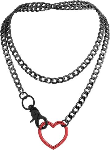 Sacina Gothic Heart Chunky Chain Necklace, Gothic Emo Punk Grunge Necklace, Goth Jewelry, Christmas Jewelry Gift for Women in Kuwait