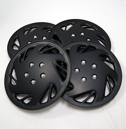 TuningPros WSC-054B15 - حزمة من 4 أغطية محورية - أغطية عجلات سوداء غير لامعة من النوع مقاس 15 بوصة (منبثقة) in Saudi Arabia