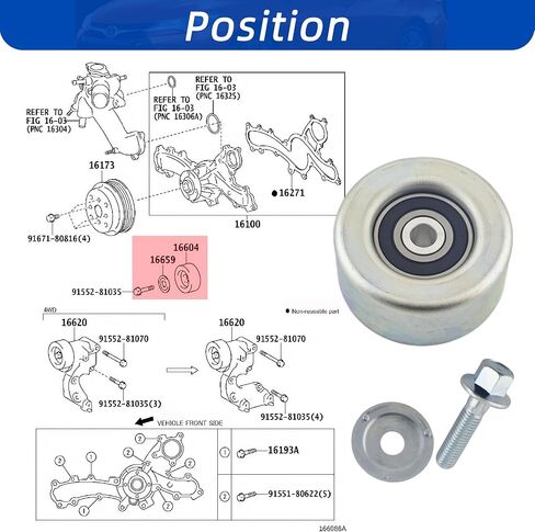 Drive Belt Tensioner Pulley Kit Fit For Toyota Camry Avalon Highlander RAV4 Venza Sienna For Lexus IS250 IS300 IS350 GS300 GS350 RC300 RC350#16620-31031 16620-31040 in Saudi Arabia