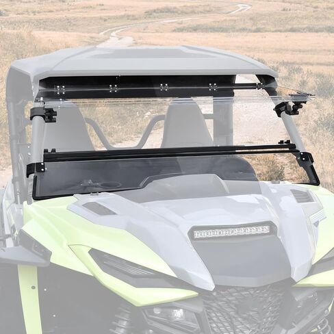SAUTVS Flip Up Windshield for Yamaha Wolverine RMAX 1000 2021-2025, Clear 1/5" Hard Coated Poly Front Flip Windscreen Accessories, Can be Closed, Vented, or Fully Open in Saudi Arabia