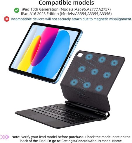 mobee Magic Keyboard Case for iPad Air 11 inch (M3/M2, 2025/2024), iPad Pro 11 (4th/3rd/2nd/1st Gen) & iPad Air 5th/4th, Magnetic case with Keyboard, Multi-Touch Trackpad, Backlit in Kuwait