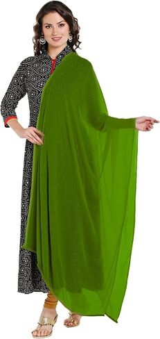 Soft Chiffon Casual Daily Use Dupatta/Scarf/Head Wrap/Sheer 2 PCS Combo With Green Colour @ 9.99 $ Per Pc. in Saudi Arabia