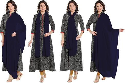 Soft Chiffon Casual Daily Use Dupatta/Scarf/Head Wrap/Sheer 2 PCS Combo With Green Colour @ 9.99 $ Per Pc. in Saudi Arabia