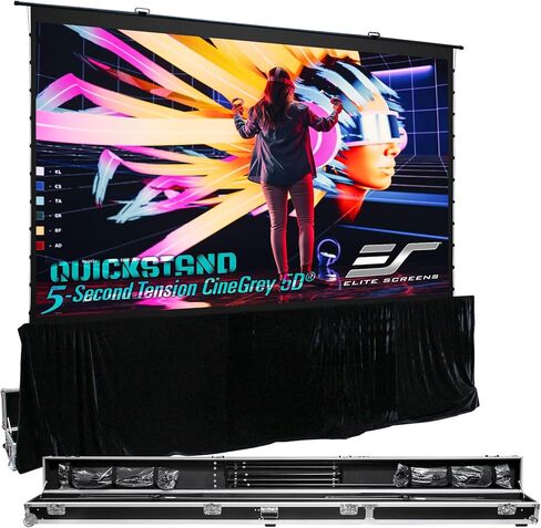 Elite Screens QuickStand 5-Second Series, 180-INCH 16:9, Manual Pull Up Projector Screen, Movie Home Theater 8K / 4K Ultra HD 3D Ready, 2-YEAR WARRANTY, QS180HD in Kuwait