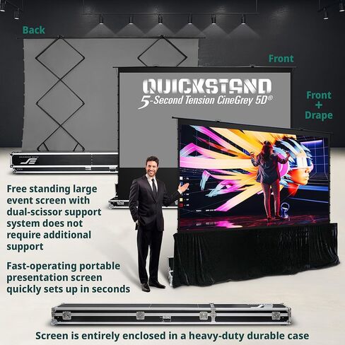 Elite Screens QuickStand 5-Second Series, 180-INCH 16:9, Manual Pull Up Projector Screen, Movie Home Theater 8K / 4K Ultra HD 3D Ready, 2-YEAR WARRANTY, QS180HD in Kuwait