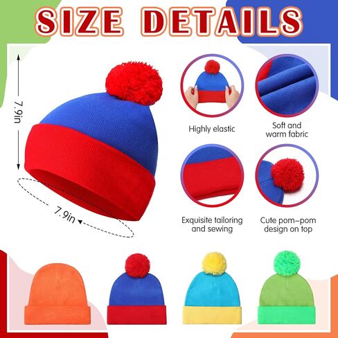 4 مجموعات من قبعة الهالوين بارك التأثيرية وقفازات مجموعة الشتاء متماسكة قبعة صغيرة قبعة الهالوين إكسسوارات أزياء محبوكة أغطية الرأس Pompom الكفة in Kuwait