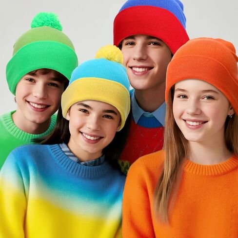 4 مجموعات من قبعة الهالوين بارك التأثيرية وقفازات مجموعة الشتاء متماسكة قبعة صغيرة قبعة الهالوين إكسسوارات أزياء محبوكة أغطية الرأس Pompom الكفة in Kuwait