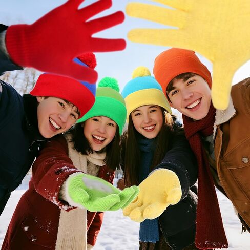 4 مجموعات من قبعة الهالوين بارك التأثيرية وقفازات مجموعة الشتاء متماسكة قبعة صغيرة قبعة الهالوين إكسسوارات أزياء محبوكة أغطية الرأس Pompom الكفة in Kuwait