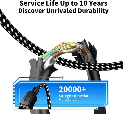 Cat 8 Ethernet Cable 15 FT, 40Gbps 2000Mhz High Speed Flat Cat8 Cable Patch Cord with Gold-Plated RJ45 Connector, LAN Network Internet Cable, Router/Gaming/Computer, S/FTP in Kuwait