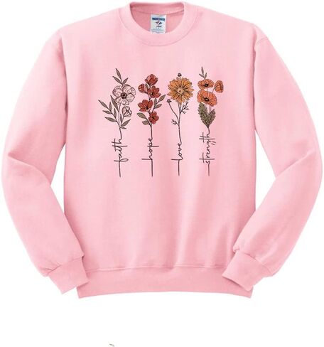 Flowers Faith Hope Love Strength Sweatshirt Unisex in Saudi Arabia