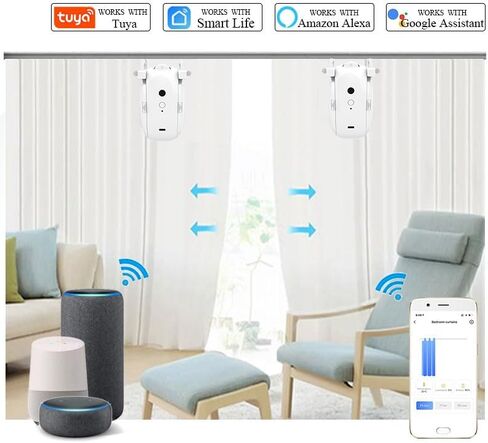 AutoDraw Pro Smart Curtain Opener (2 Pack): 45dB Ultra Quiet, 4000mAh(6 Months), Works with U/L Tracks+Roman Shades, Alexa/Google Home Compatible in Saudi Arabia