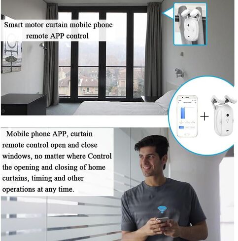 AutoDraw Pro Smart Curtain Opener (2 Pack): 45dB Ultra Quiet, 4000mAh(6 Months), Works with U/L Tracks+Roman Shades, Alexa/Google Home Compatible in Saudi Arabia