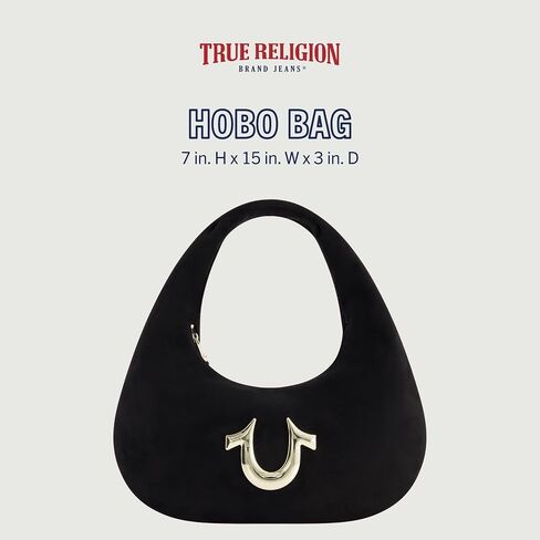 حقيبة كتف نسائية من True Religion، حقيبة يد هلالية مع مقبض للحمل، أسود in Saudi Arabia