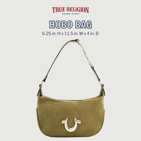 True Religion Women's Shoulder Bag Purse, Hobo Handbag with Eyelet Strap in Saudi Arabia