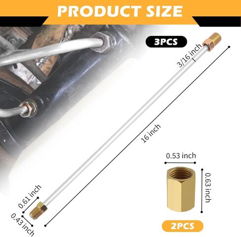 3PCS 3/16 Brake Line,16 Inch Steel Brake Line with Inverted Dual Connectors & 2 Brakes Lines Fittings,Essential Brakes Lines Repair Kit Car Accessories for Cars,Trucks,SUVs in Saudi Arabia