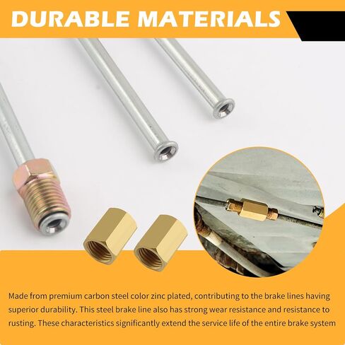 3PCS 3/16 Brake Line,16 Inch Steel Brake Line with Inverted Dual Connectors & 2 Brakes Lines Fittings,Essential Brakes Lines Repair Kit Car Accessories for Cars,Trucks,SUVs in Saudi Arabia