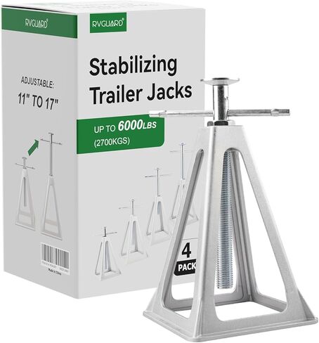 RVGUARD RV Stack Jacks 1 Pack, Aluminum Stabilizer Jacks for RV Trailer Camper, Single Support Up to 6000 Lbs, Adjustable from 11" to 17" in Kuwait