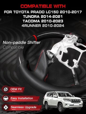 Carbon Fiber Steering Wheel With Black Perforated Grip, for Toyota Tacoma 2010–2023, for 4Runner 2010–2024, for Tundra 2014–2021, for Prado LC150 2010–2017 in Saudi Arabia