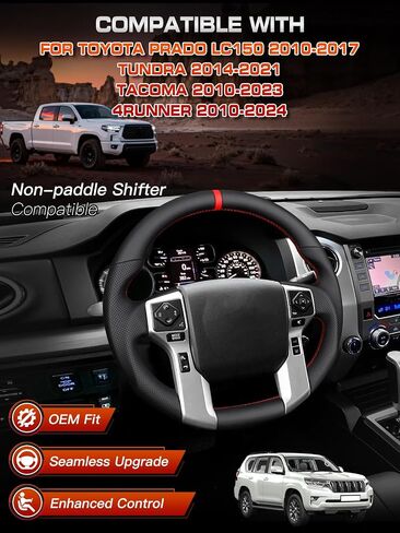 Carbon Fiber Steering Wheel With Black Perforated Grip, for Toyota Tacoma 2010–2023, for 4Runner 2010–2024, for Tundra 2014–2021, for Prado LC150 2010–2017 in Saudi Arabia