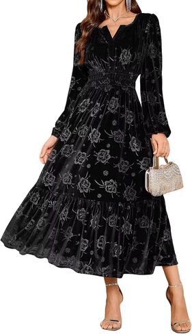 ZAFUL Womens Velvet Dresses Long Sleeve Cocktail Party Wedding Guest Dress in Saudi Arabia