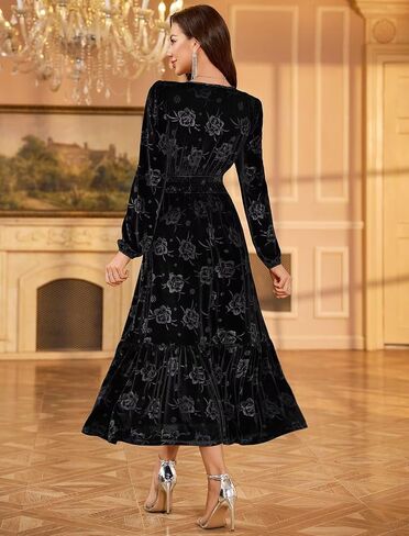 ZAFUL Womens Velvet Dresses Long Sleeve Cocktail Party Wedding Guest Dress in Saudi Arabia