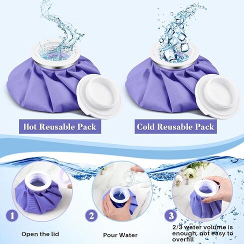 Honoson 2 Pack Ice Bags for Injuries Reusable, Cold and Hot Use Hot Water Bag, Durable and Reliable Ice Packs for Muscle Aches, Wisdom Teeth, Breastfeeding, Tired Eyes, 5.5 Inches(Purple) in Saudi Arabia