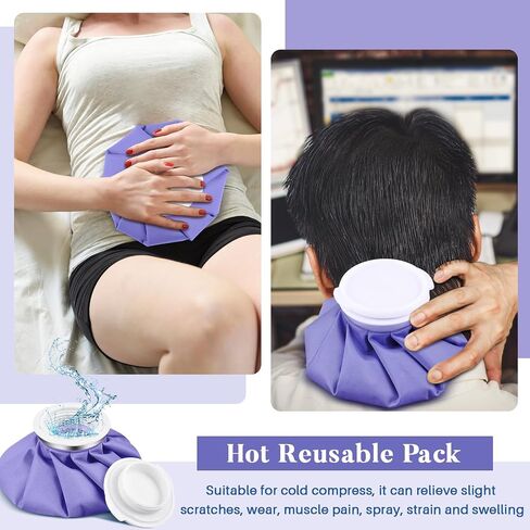 Honoson 2 Pack Ice Bags for Injuries Reusable, Cold and Hot Use Hot Water Bag, Durable and Reliable Ice Packs for Muscle Aches, Wisdom Teeth, Breastfeeding, Tired Eyes, 5.5 Inches(Purple) in Saudi Arabia